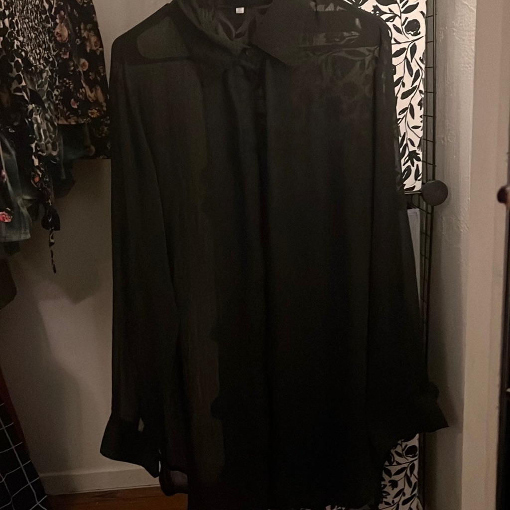 Sheer Black Button Down